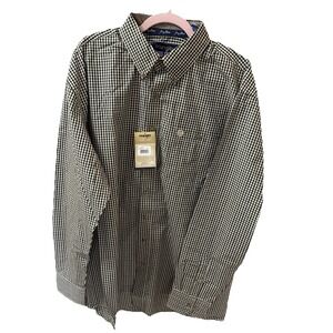 Wrangler Black and White Checkered Casual Button Down Shirt